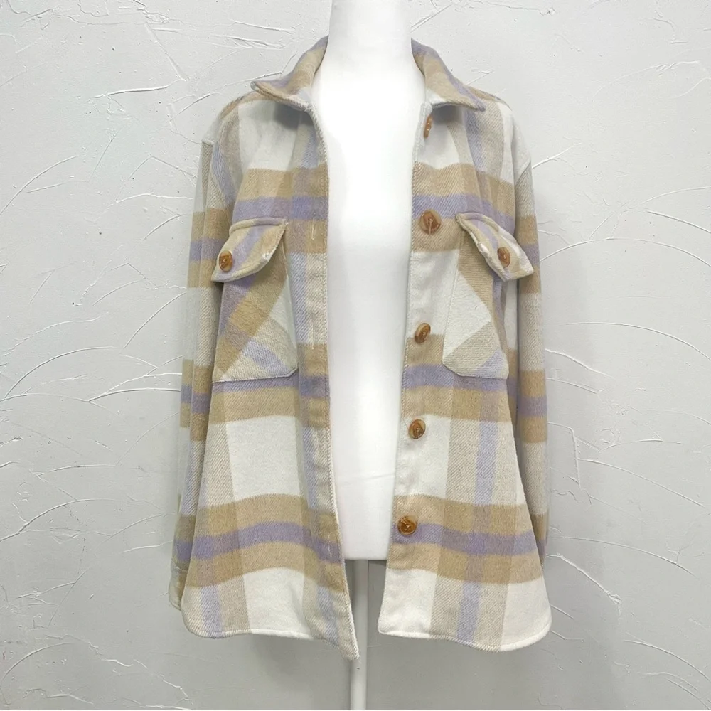 Blank NYC Mountain Top White Multi Plaid Shacket - Picture 7 of 16